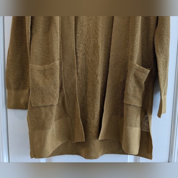 NWT Banana Republic Organic Cotton Hemp Dry Mustard Open Front Knit Cardigan - Picture 3 of 15